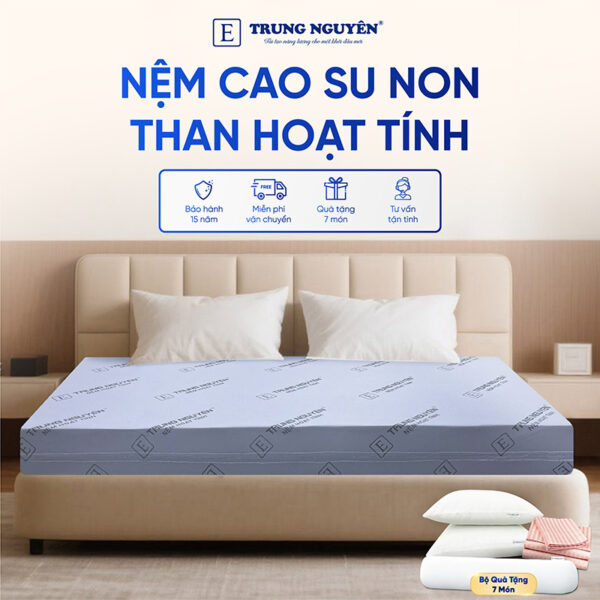 Nệm Cao Su Non Hoạt Tính Trung Nguyên Gấp 3