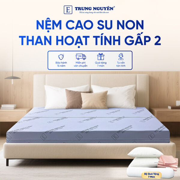 Nệm Cao Su Non Hoạt Tính Trung Nguyên Gấp 2