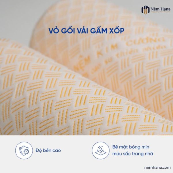Gối ôm cao su Kim Cương Honey với vỏ gối vải gấm xốp kháng khuẩn hiệu quả