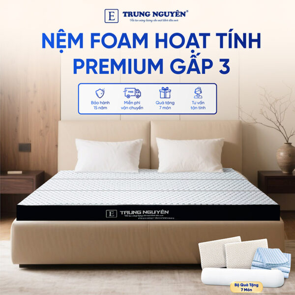 Nệm Foam Hoạt Tính Premium Trung Nguyên gấp 3