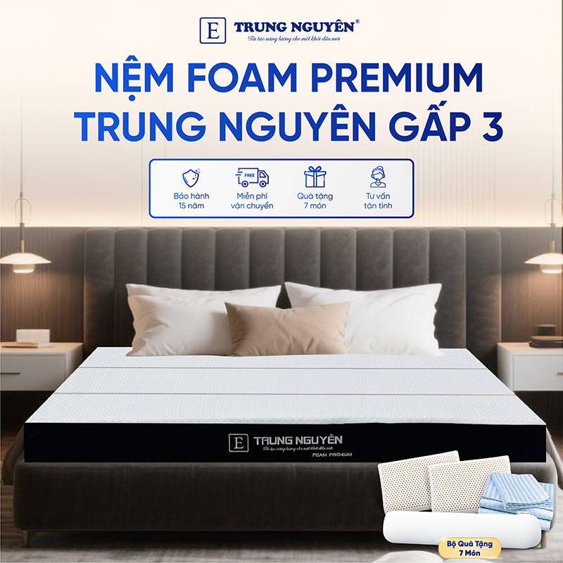Nệm Foam Premium Trung Nguyên gấp 3